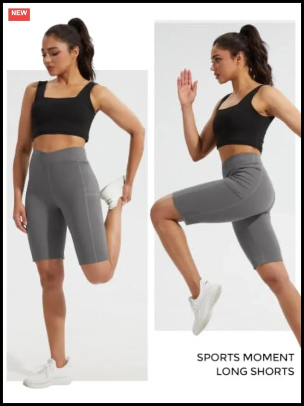High Waist Crossover Athletic Shorts with Pockets 11